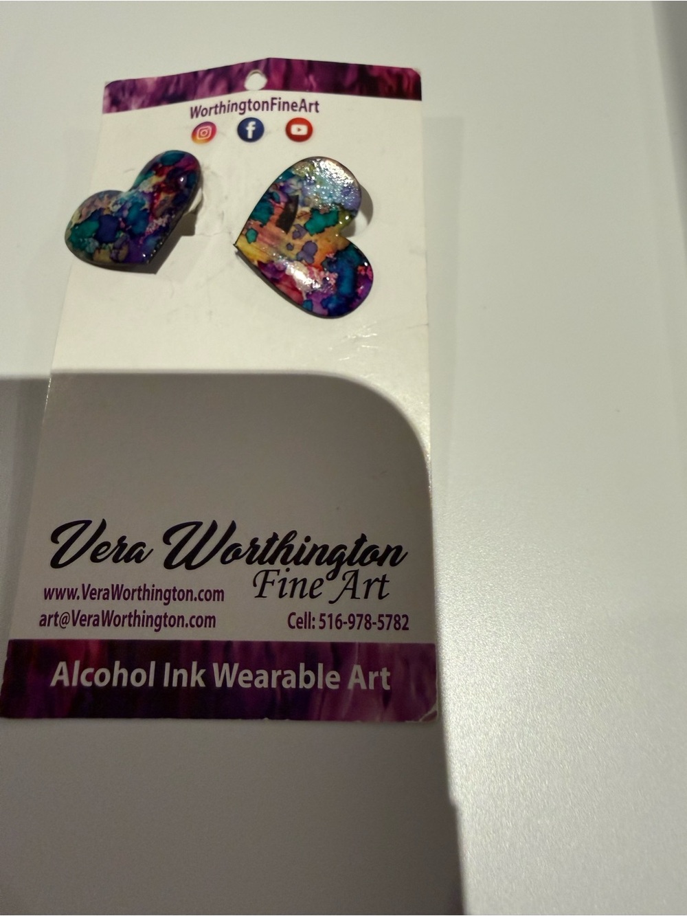 Worthington Multicolor Heart Stud Earrings - Blue, Purple, Teal & Yellow Accents